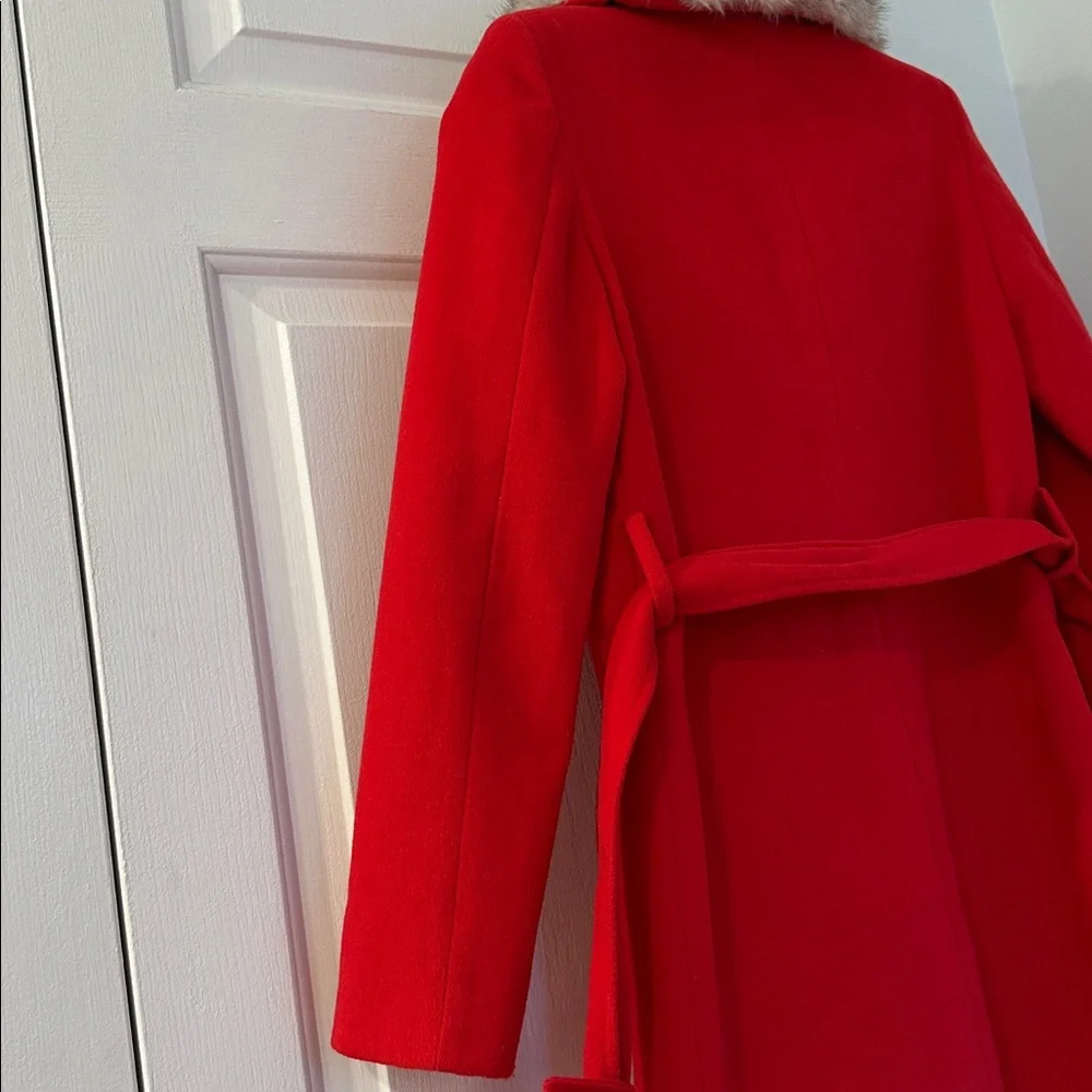 Red Coat with Faux Fur Collar